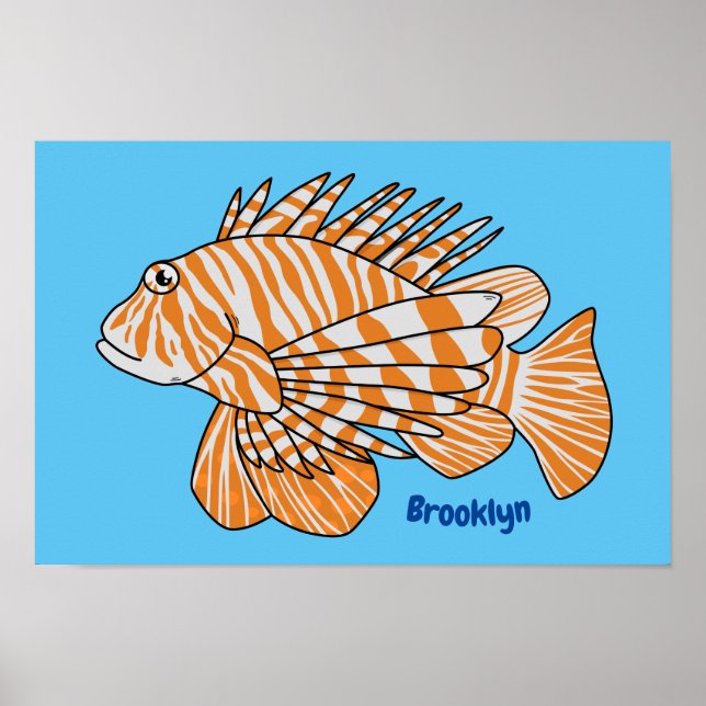 Poster Feliz desenho animado de lionfish (Frente)