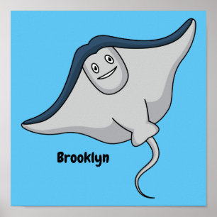 Poster Feliz desenho animado de peixes-raia