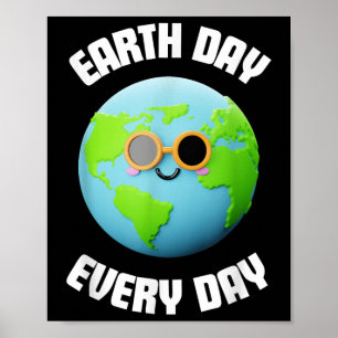 Poster Feliz Design Verde do Dia da Terra Para Crianças &