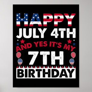 Poster Feliz dia 4 de julho e sim é o meu aniversário de