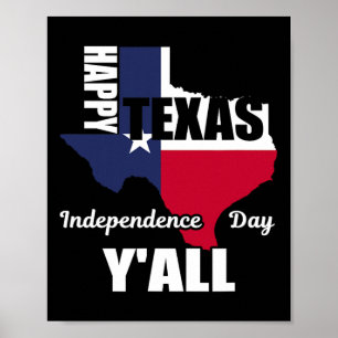 Poster Feliz Dia da Independência do Texas Y'all Usa Cowb