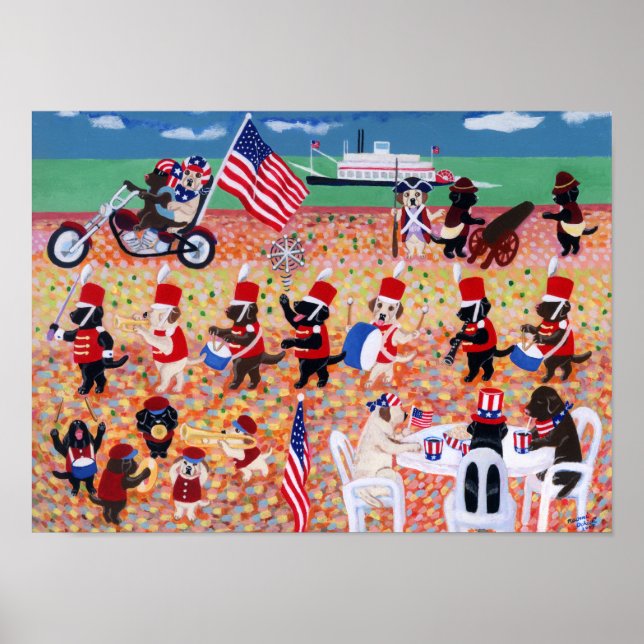 Poster Feliz Dia da Independência Labradores Trabalho de  (Frente)