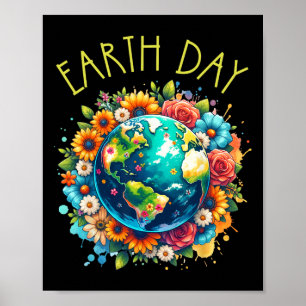 Poster Feliz Dia da Terra Camisa Terra Cura com Terra Flo