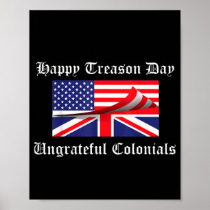 Poster Feliz Dia da Traição Bandeira Americana Britânica