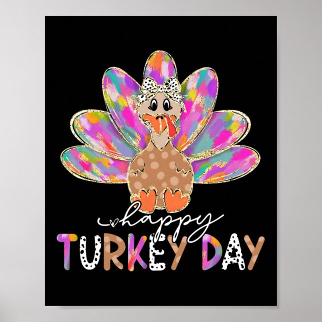 Poster Feliz Dia da Turquia Bonita Turquia Camisas de Açã (Frente)