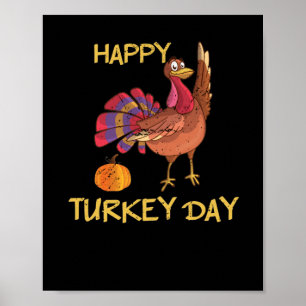 Poster Feliz Dia da Turquia Engraçado Dia de Ação de G