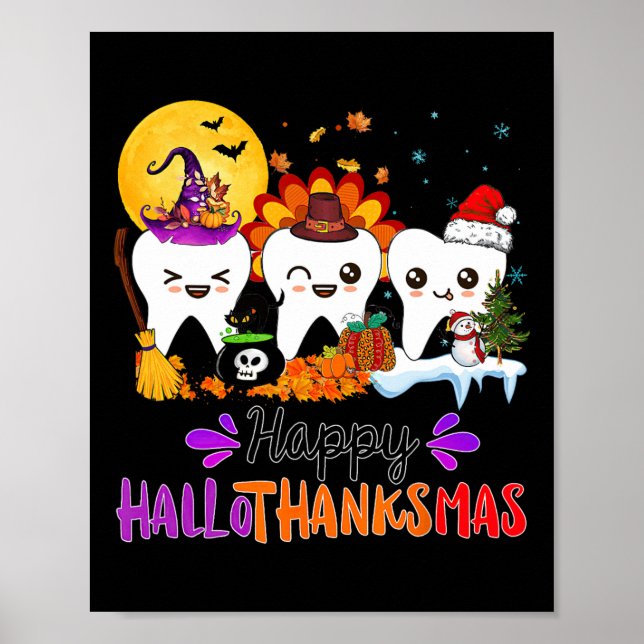 Poster Feliz Dia das Bruxas de Halloween de Hallothanksma (Frente)