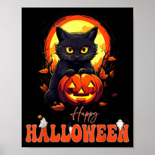 Poster Feliz Dia das Bruxas Gato Preto Gato Assustador Fa