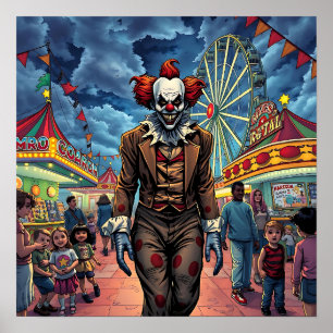 Poster Feliz Dia das Bruxas Spooky Palhaço no Carnaval
