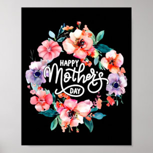 Poster Feliz dia das mães engraçado feliz floral fofo par