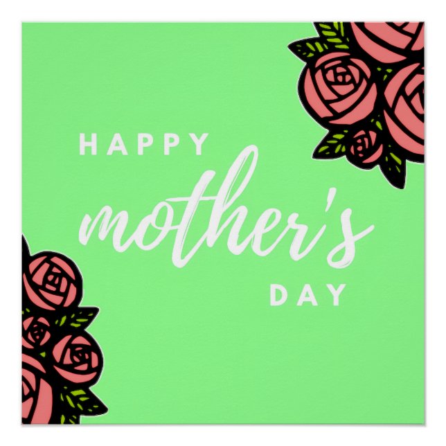 Pôster Feliz dia das mães no verde (Frente)