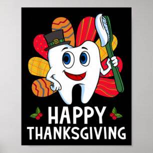 Poster Feliz Dia de Ação de Graças Camisa Odontológica De
