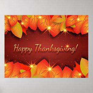 Poster Feliz Dia de Ação de Graças, decorativo,