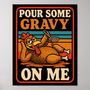 Poster Feliz Dia de Ação de Graças Derrame Molho Sobre M