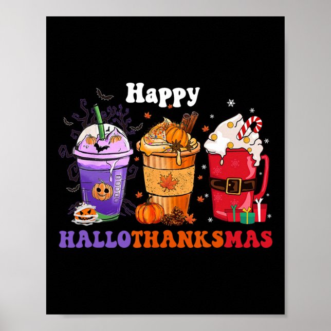 Poster Feliz Dia de Ação de Graças do Café de Hallothanks (Frente)