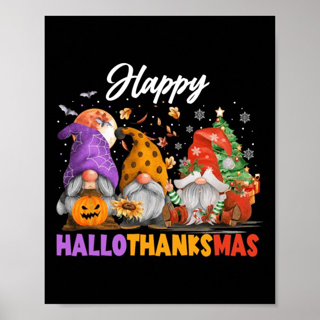 Poster Feliz Dia de Ação de Graças do Gnomo do Hallothank (Frente)