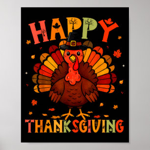 Poster Feliz Dia de Ação de Graças Funny Turkey Day Janta