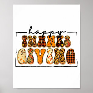 Poster Feliz Dia de Ação de Graças Para o Jantar de Famíl