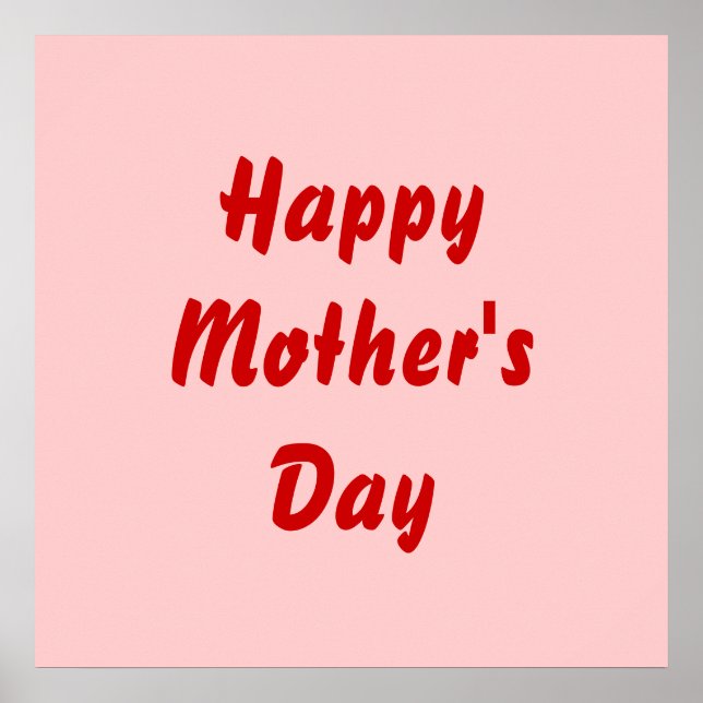 Poster Feliz dia de as mães. Vermelho e Rosa. Personaliza (Frente)