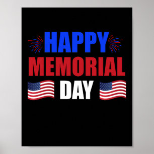 Poster Feliz Dia de Memória EUA Bandeira Americana Patri