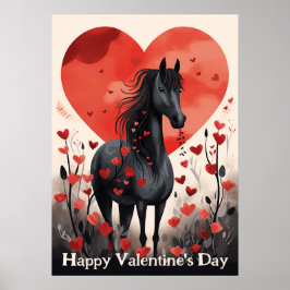 Poster Feliz dia de os namorados de Cavalo Negro e Coraçõ