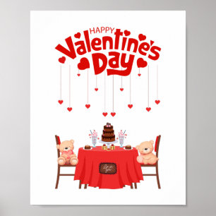 Poster Feliz dia de os namorados do Design do Urso do Ted