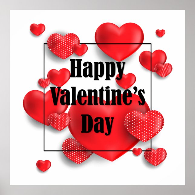 Poster Feliz dia de os namorados Red Love Hearts | Feriad (Frente)