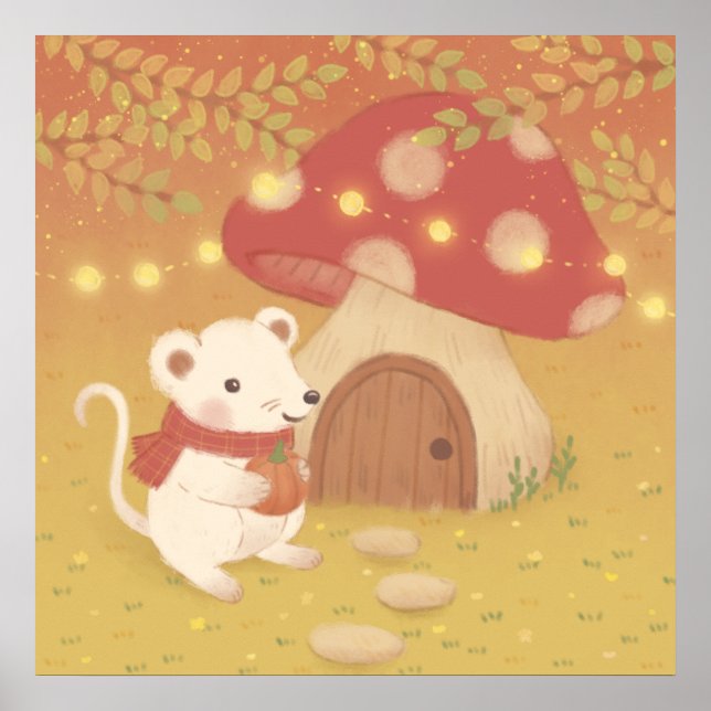 Poster Feliz Dia de outono com Rato (Frente)