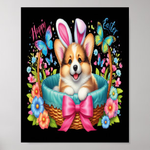 Poster Feliz Dia de Páscoa Amantes de Cães Welsh Corgi Co