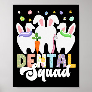 Poster Feliz Dia de Páscoa Dentista Caça ao Ovo Coelho Od