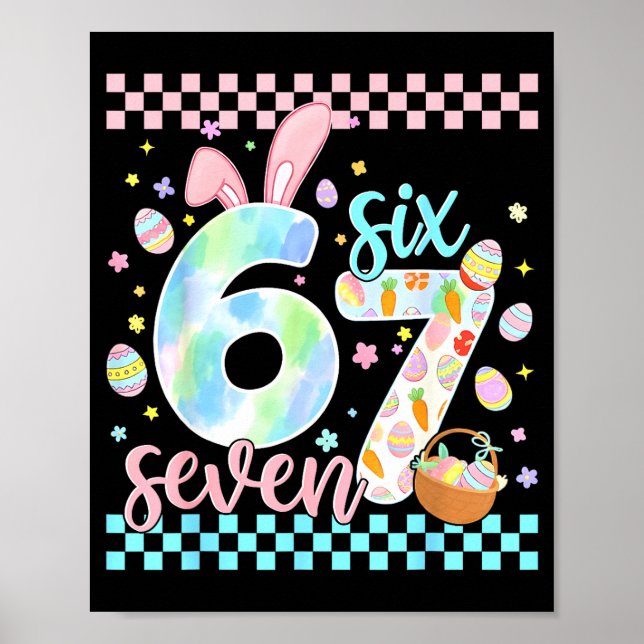 Poster Feliz Dia de Páscoa Engraçado 67 Seis Sete Coelho  (Frente)