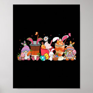Poster Feliz Dia de Páscoa Gnomo Coelho Amante de Café Ge