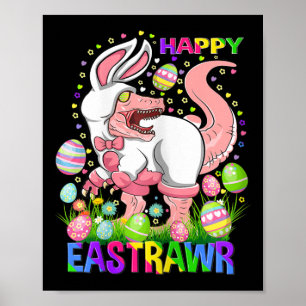 Poster Feliz Dia de Páscoa T Rex Engraçado de Páscoa Dino