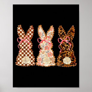 Poster Feliz Dia de Páscoa Três Coelhinhos Coelho Engraça