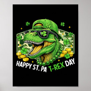 Poster Feliz Dia de São Pat-rex Camuflagem de Dinossauro 