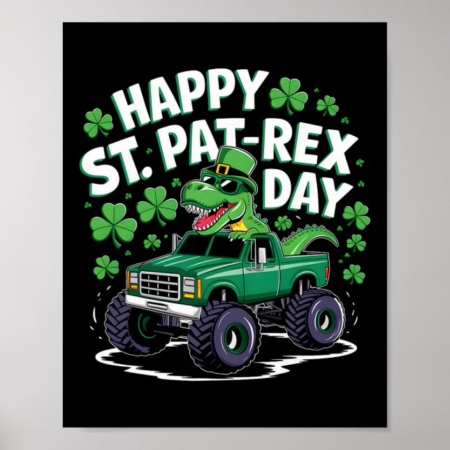 Poster Feliz Dia de São Pat-rex Patrick Dinossauro Monstr (Frente)