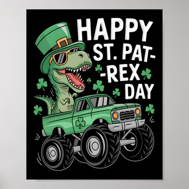 Poster Feliz Dia de São Patr-rex Patrick Dinossauro Monst (Frente)