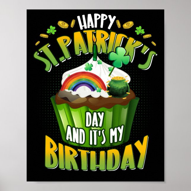 Poster Feliz Dia de São Patrício e sim é meu aniversário (Frente)