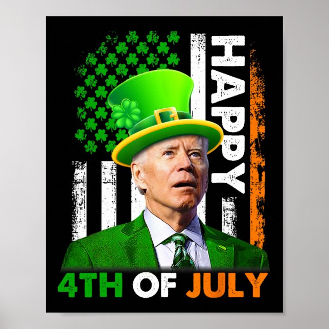 Poster Feliz Dia de São Patrício Joe Biden 4 De Julho (Frente)