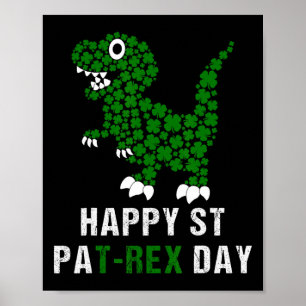 Poster Feliz Dia de São Patrício Patrex T-rex Dinossauro