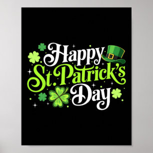 Poster Feliz Dia de São Patrício Shamrocks Sortudos Festa