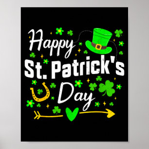 Poster Feliz dia de São Patrício trevo irlandês homens mu