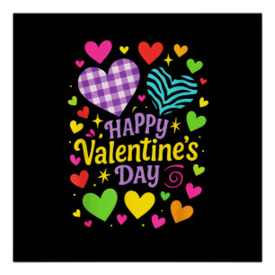 Pôster Feliz Dia de São Valentim - Corações Amor