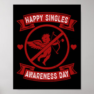 Poster Feliz Dia de Sensibilização dos Solteiros Anti-Val