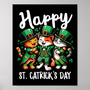 Poster Feliz Dia de St Catricks Dia de St Patricks Gato L