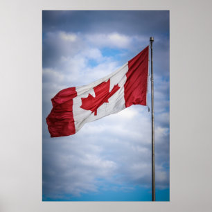 Pôster Feliz dia do Canadá, Red e White Flag canadense
