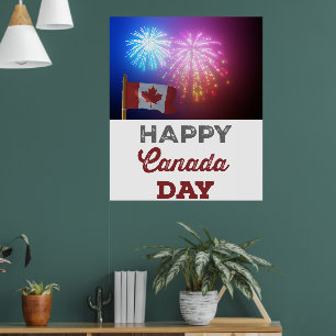 Poster Feliz Dia do Canadá Sinalizador e Fireworks