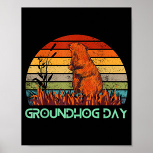 Poster Feliz Dia do Groundhog 2023 Roupas de Amantes Engr