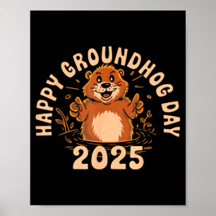 Poster Feliz Dia do Groundhog 2025 Crianças Meninos Homen