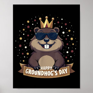 Poster Feliz Dia do Groundhog 2025 Funny Woodchuck 